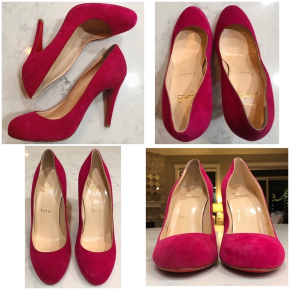 CHRISTIAN LOUBOUTIN Hot Pink “Simple Pump” Suede Heels SZ 36.5 - Picture 17 of 17